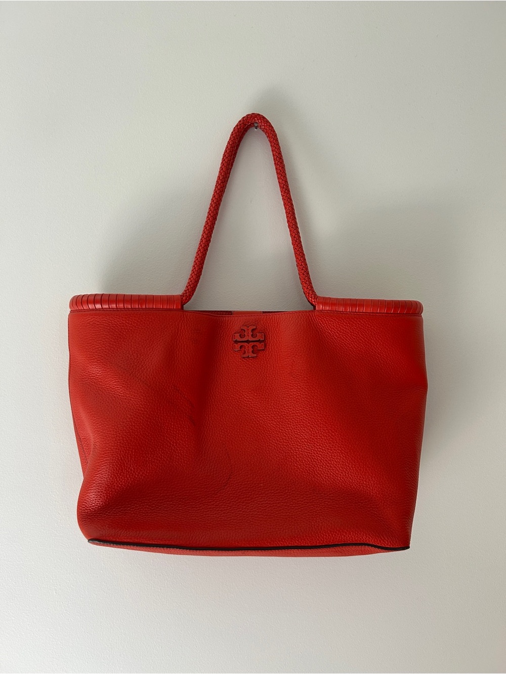 Tory Burch Red Pebbled Leather Tote Bag - GUC Originally $495